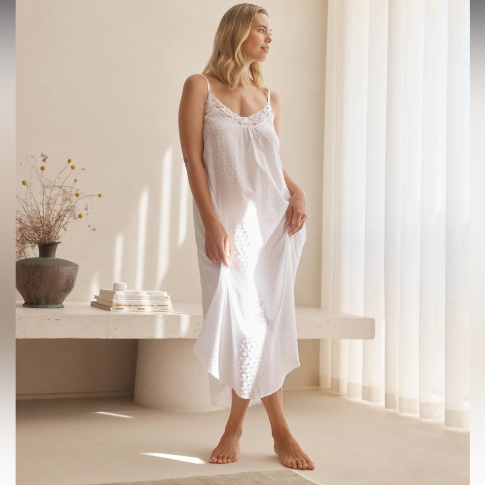Papinelle Swiss Dot Lace Trim Maxi Nightie